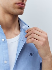 Light Blue Slim Fit 100% Organic Cotton Oxford Short Sleeve Shirt - Image 5 of 8