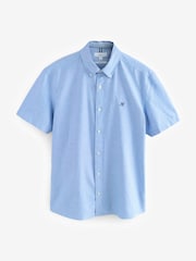 Light Blue Slim Fit 100% Organic Cotton Oxford Short Sleeve Shirt - Image 6 of 8