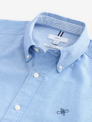 Light Blue Slim Fit 100% Organic Cotton Oxford Short Sleeve Shirt - Image 8 of 8