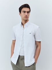 Белый - Зауженный крой - 100% Organic Cotton Oxford Short Sleeve Shirt - Изображение 1 из 5