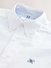 White Slim Fit Cotton Oxford Short Sleeve Shirt - Image 7 of 8