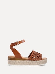 Linzi Brown Sundown Handwoven Espadrille Flatform Sandals - Image 2 of 4