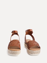 Linzi Brown Sundown Handwoven Espadrille Flatform Sandals - Image 3 of 4