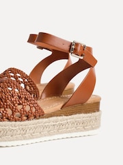 Linzi Brown Sundown Handwoven Espadrille Flatform Sandals - Image 4 of 4