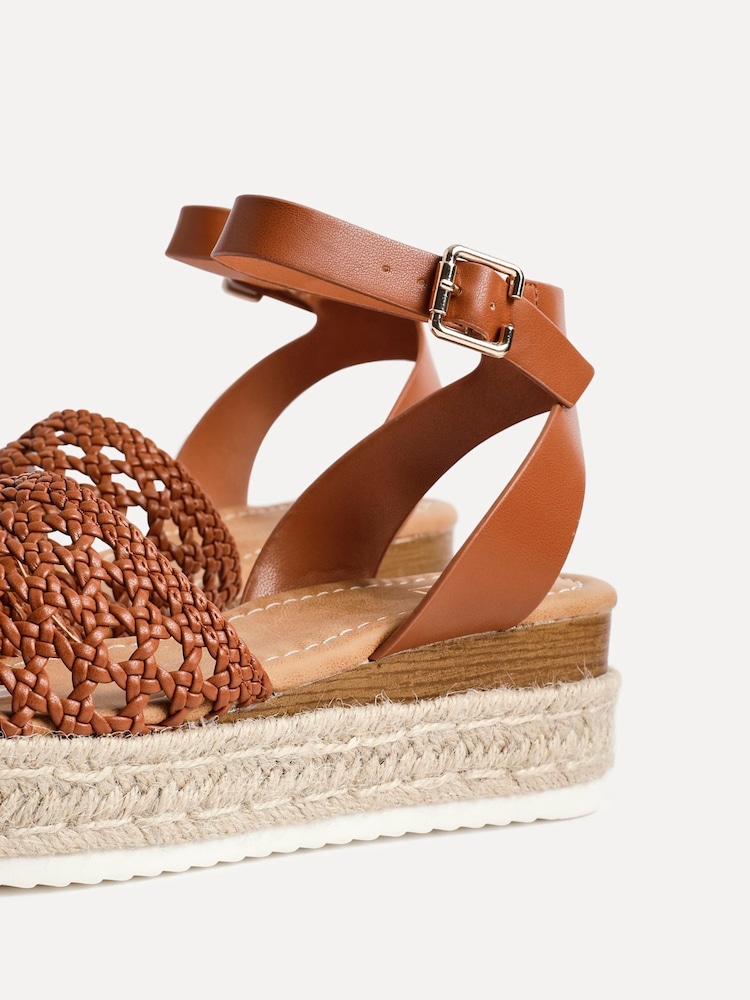Linzi Brown Sundown Handwoven Espadrille Flatform Sandals - Image 4 of 4