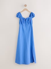 Pastel Blue Puff Sleeve Midi Dress - Image 4 of 6