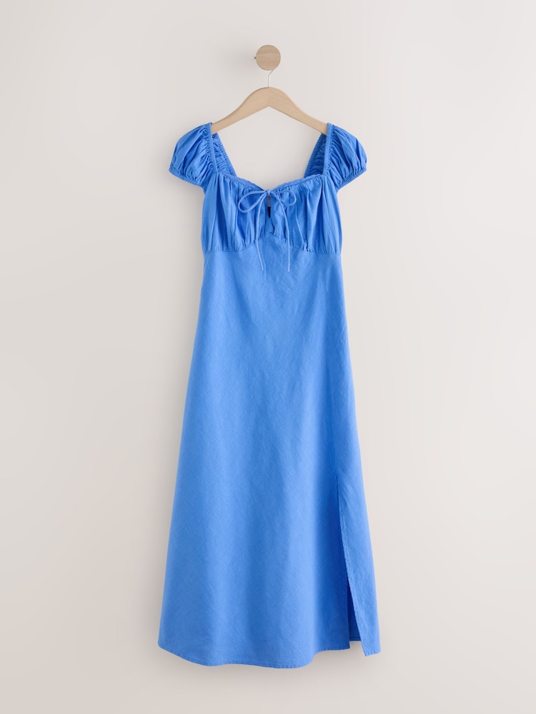 Pastel Blue Puff Sleeve Midi Dress - Image 4 of 6