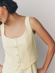 Buttermilch-Gelb - Ärmelloses Minikleid im Westen-Stil aus 100 % Baumwolle - Image 3 of 6