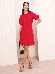 Friends Like These Red Short Sleeve Tailored Drape Mini Dress - Image 3 of 4
