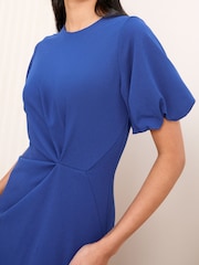 Friends Like These Blue Short Sleeve Tailored Drape Mini Dress - Image 2 of 4