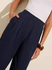 Friends Like These Navy Wide Leg Tailored Trousers With Linen - Image 3 of 4