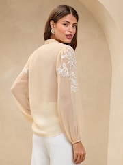 Lipsy Camel Long Sleeve Grandad Collar Blouse - Image 4 of 4