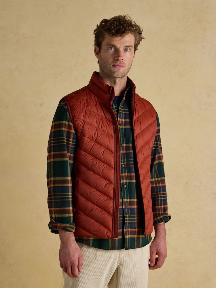 Joules Garrett Orange Showerproof Padded Gilet - Image 1 of 10