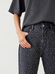 Hush Black Alex Slim Straight Leg Jeans with Rhinestones - Image 1 of 5