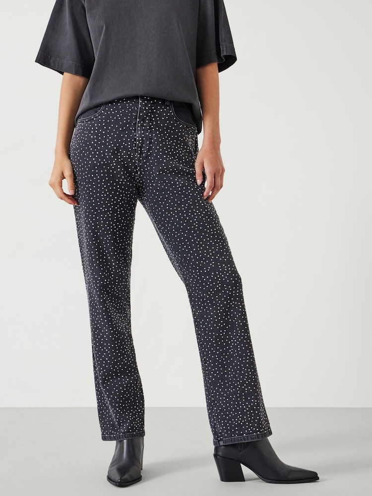 Hush Black Alex Slim Straight Leg Jeans with Rhinestones - Image 2 of 5