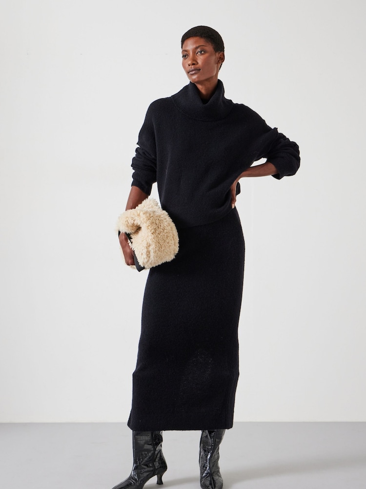 Hush Charcoal Black Meryl Roll Neck Wool Blend Jumper - Image 2 of 5