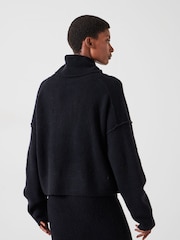 Hush Charcoal Black Meryl Roll Neck Wool Blend Jumper - Image 3 of 5