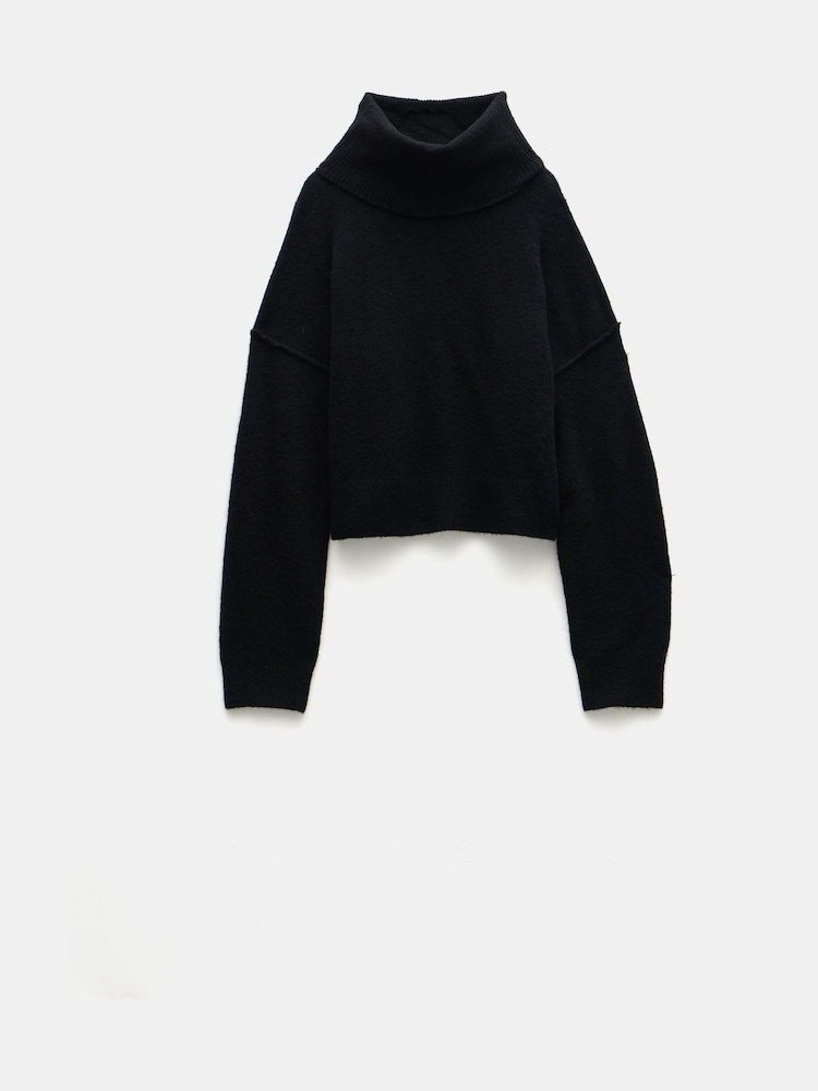 Hush Charcoal Black Meryl Roll Neck Wool Blend Jumper - Image 5 of 5