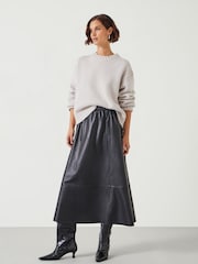 Hush Black Agatha Leather Midi Skirt - Image 1 of 5