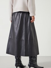 Hush Black Agatha Leather Midi Skirt - Image 3 of 5