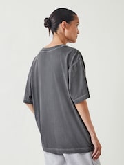 Hush Grey Metallic Print Oversized Graphic 100% Cotton T-Shirt - Image 3 of 5