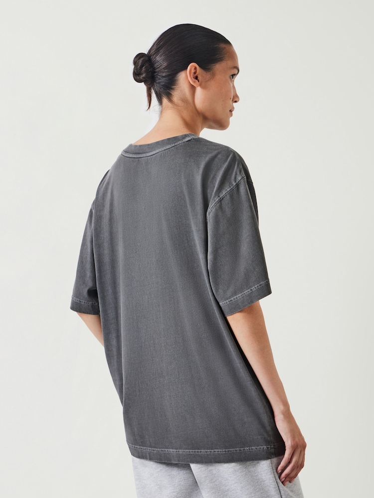 Hush Grey Metallic Print Oversized Graphic 100% Cotton T-Shirt - Image 3 of 5
