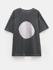 Hush Grey Metallic Print Oversized Graphic 100% Cotton T-Shirt - Image 5 of 5