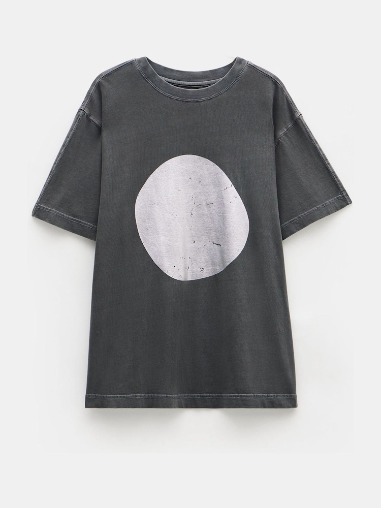 Hush Grey Metallic Print Oversized Graphic 100% Cotton T-Shirt - Image 5 of 5