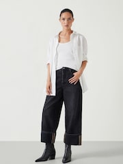 Hush Black Mia Cropped Straight Leg 100% Cotton Jeans - Image 2 of 5
