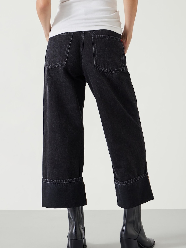Hush Black Mia Cropped Straight Leg 100% Cotton Jeans - Image 4 of 5