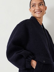 Hush Blue 100% Cotton Aiden Boucle Bomber Jacket - Image 4 of 5