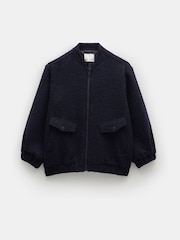 Hush Blue 100% Cotton Aiden Boucle Bomber Jacket - Image 5 of 5