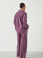 Hush Purple Amita Cotton Flannel Multi Stripe Pyjamas - Image 3 of 5