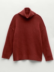 Hush Brown Meryl Roll Neck Wool Blend Jumper - Image 4 of 4
