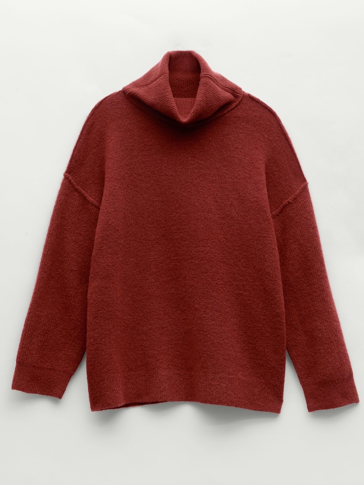 Hush Brown Meryl Roll Neck Wool Blend Jumper - Image 4 of 4