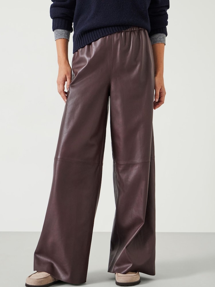 Hush Brown Agatha Leather Pull On Trousers - Image 2 of 5