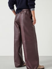 Hush Brown Agatha Leather Pull On Trousers - Image 3 of 5
