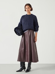 Hush Red Agatha Leather Midi Skirt - Image 1 of 5