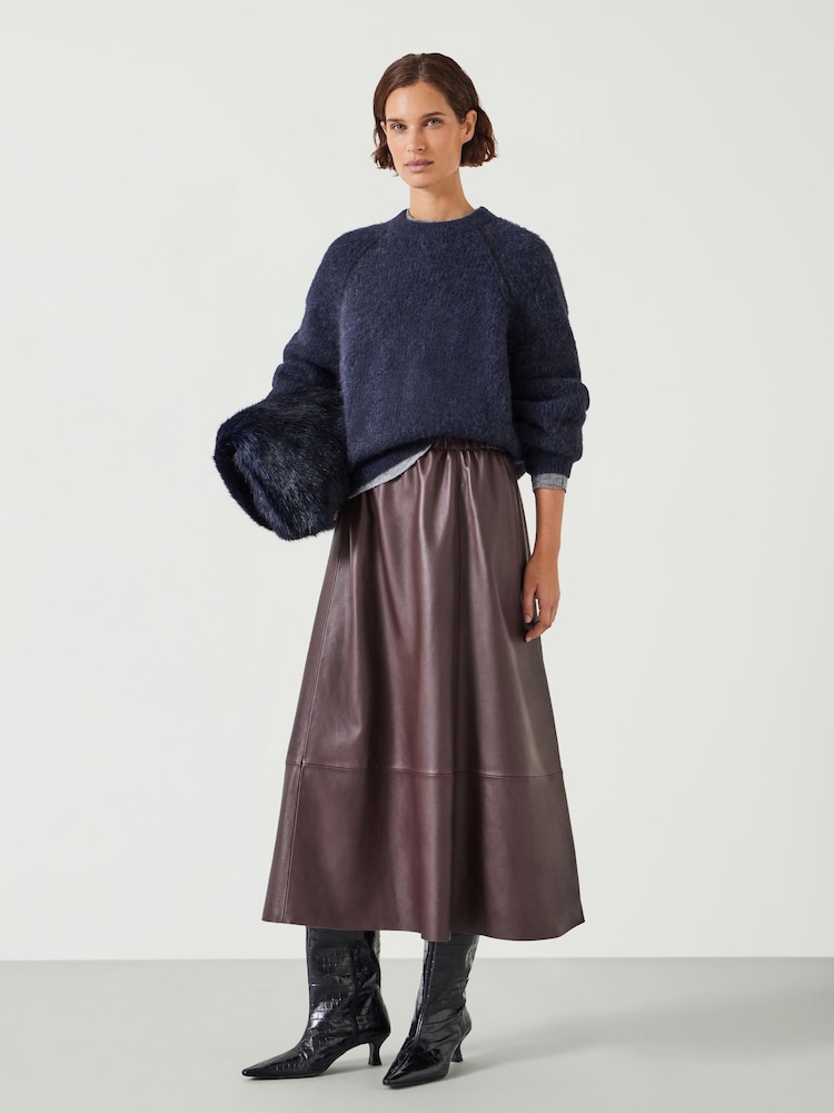 Hush Red Agatha Leather Midi Skirt - Image 1 of 5