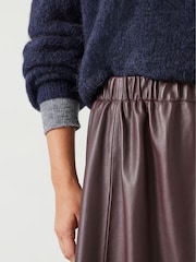 Hush Red Agatha Leather Midi Skirt - Image 4 of 5