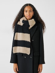 Hush Black Morgan Knitted Stripe Scarf - Image 1 of 5