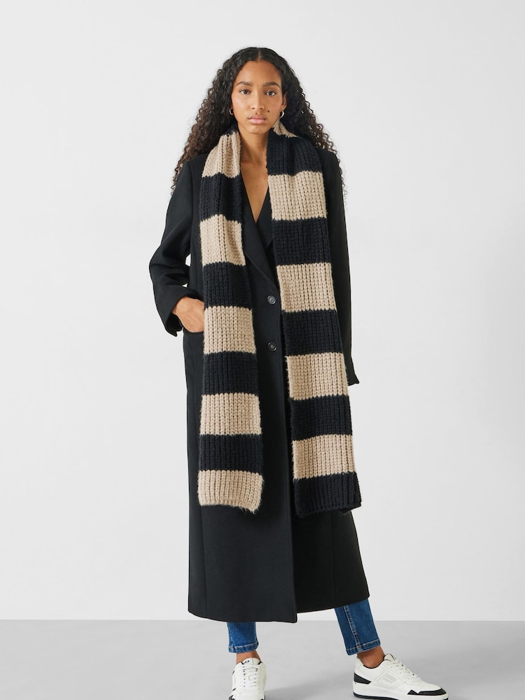 Hush Black Morgan Knitted Stripe Scarf - Image 2 of 5