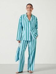 Hush Blue Amita Cotton Viscose Stripe Pyjamas - Image 1 of 5