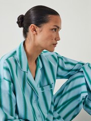 Hush Blue Amita Cotton Viscose Stripe Pyjamas - Image 2 of 5