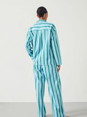 Hush Blue Amita Cotton Viscose Stripe Pyjamas - Image 3 of 5