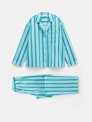 Hush Blue Amita Cotton Viscose Stripe Pyjamas - Image 5 of 5