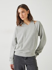 Grau - Hush – Beck – schweres Sweatshirt mit Lagendesign aus 100 % Baumwolle - Bild 1 von 4