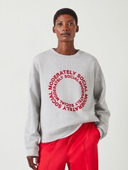 Hush Grey Moderately Social Graphic Relaxed 100% Cotton Sweatshirt - Image 1 of 5