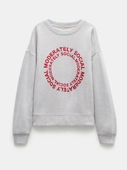 Hush Grey Moderately Social Graphic Relaxed 100% Cotton Sweatshirt - Image 5 of 5
