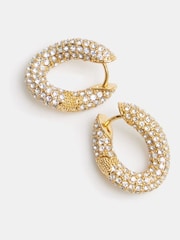 Hush Gold Tone Pia Pave Twist Hoop Earrings - Image 2 of 5
